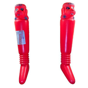 Vintage 1971 Renzi Boot Tree Dog Head Plastic Boot Shapers Red Pair - Vintage